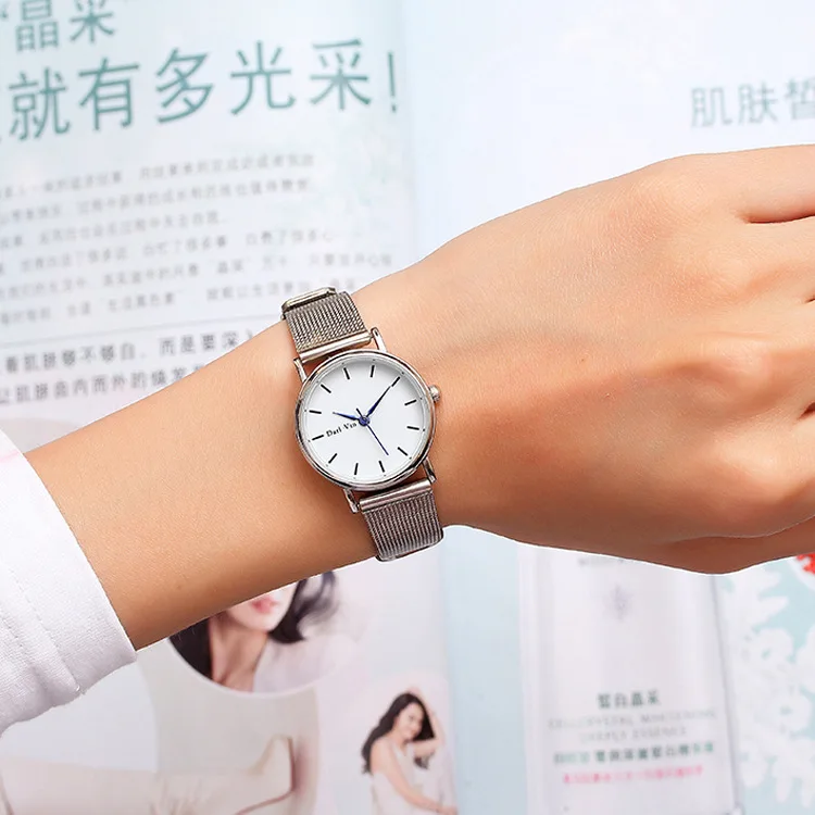 

Hot Selling Steel Net Belt Small Dial Watch Students Fashionable Watch Women's Quartz Watch Gift Watch