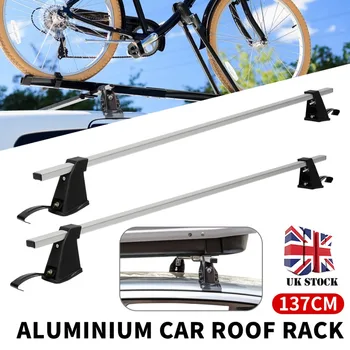 

1 Pair 137cm Aluminium Car Top Roof Cross Bars Rack Luggage Cargo Carrier Roof Rack Crossbars Fit for Most Flat Top Car