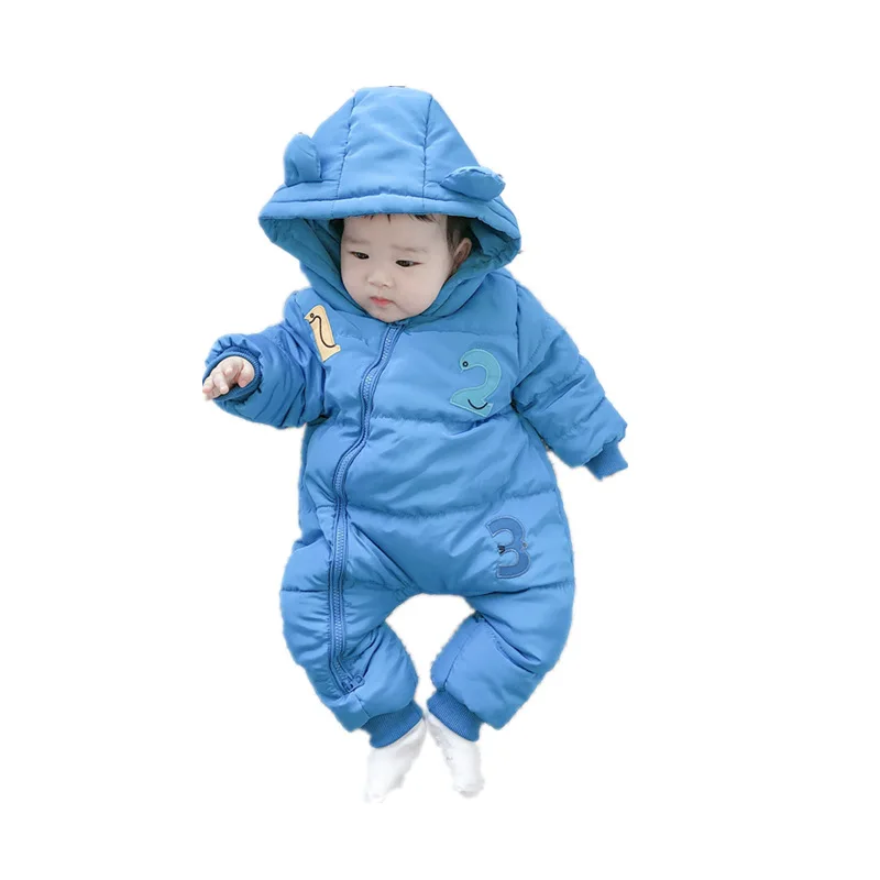 Thick Infant One-Pieces Romper for Boy Girls Hooded Outdoor Jumpsuit Soft Autumn Winter Baby Thicken Warm Clothes Rompers
