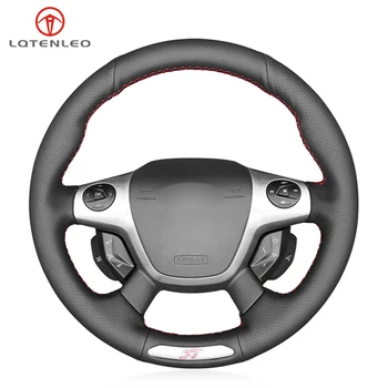 

LQTENLEO Black Artificial Leather Hand-stitched Car Steering Wheel Cover For Ford Focus 3 ST 2012 2013 2014