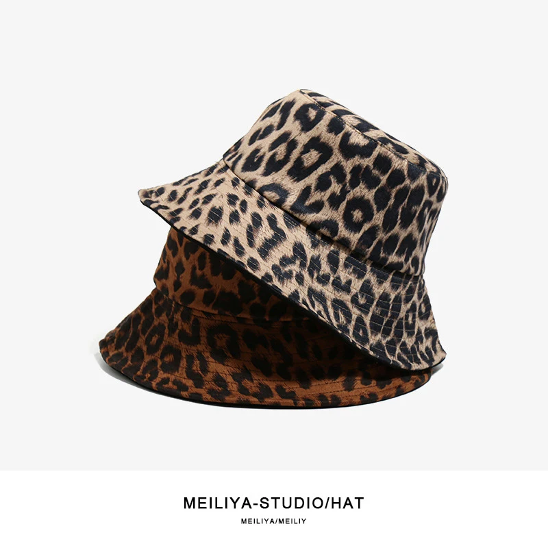 Женская шляпа с леопардовым принтом в рыбацком стиле Корейская универсальная