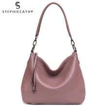SC роскошная кожаная сумка для женщин, высокое качество, настоящая кожа, Хобо, металлические кольца, ведро, женская мода, сумка-тоут, женские сумки через плечо