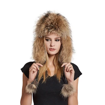 Winter Women's Fox Fur Hat Bomber
