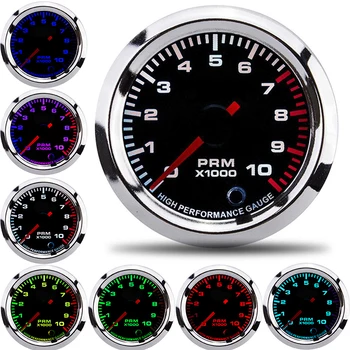 

52mm tachometer car moto LCD Digital 7 Color Display tacometro 0-10000 rpm meter Gauge Fit For 4 6 8 cylinders speedometer