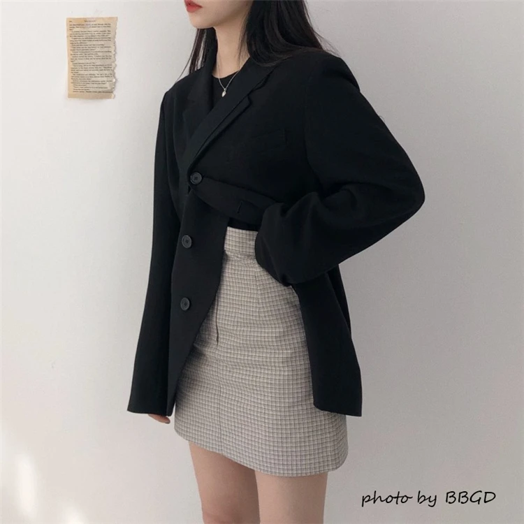 Autumn Clothing Korean-style CHIC Retro Loose-Fit Long Sleeve Suit Jacket Versatile Casual Fashion Suit Women's Mid-length Tops