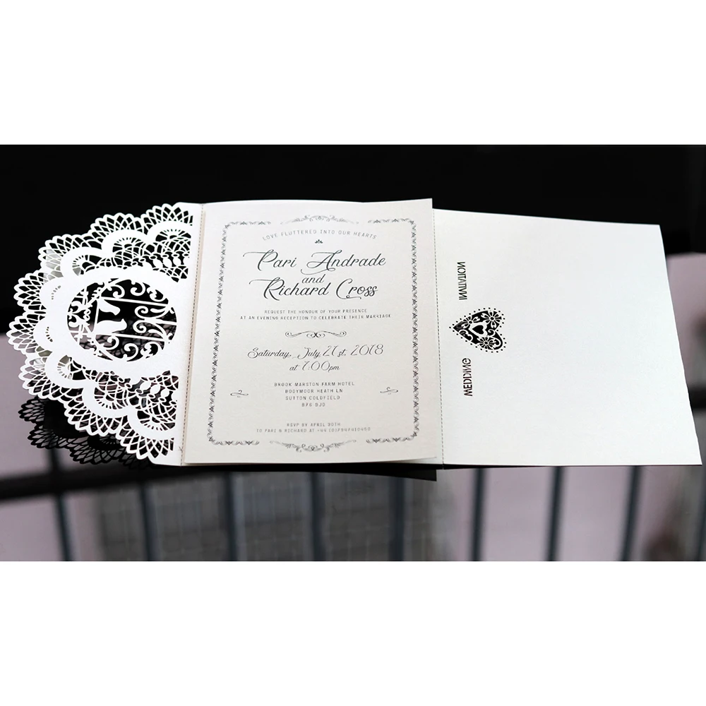  20pcs Laser Cut Wedding Invitations Cards with Bowknot Gold Birthday Invitation Card For Party Supp - 4.00041E+12