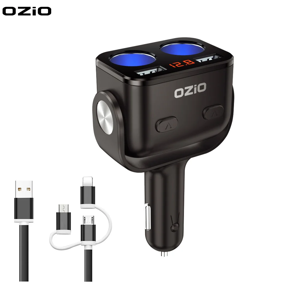 

New 2020 QC3.0+ 2.4A Dual USB Car Cigarette Lighter Splitter Socket Adapter 90W LED Voltage Monitor Auto Car USB Plug Converter