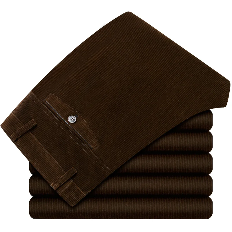 Вельветовые прямые деловые плюс размер 29-40 осенние и зимние утолщенные Дикие повседневные брюки мужские брюки высокого качества - Цвет: brown