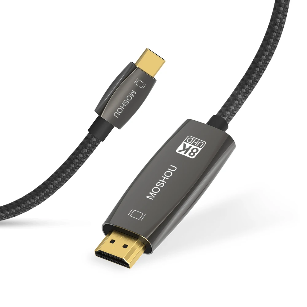 Moshou USB C to HDMI-Compatible Cable HDR 8K@30Hz 4K@120Hz Type C to HD Cable 48Gbps For Laptop DP Alt Mode