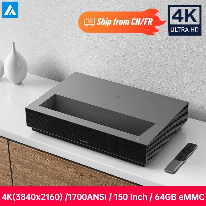Fengmi 4K лазерный проектор 3840x2160 150 дюймов 1700 ANSI люменов 2 ГБ DDR3 64 Гб eMMC Android 3D 4G/5G Wi Fi BT