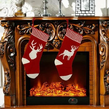 

2 Pcs Christmas Stocking, Xmas Fireplace Socks Candy Gift Bag Christmas Tree Hanging Ornaments Decoration