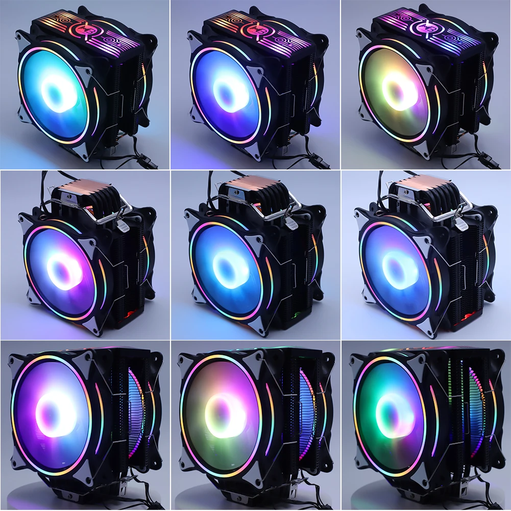 120 мм Процессор кулер вентилятор 6 тепловые трубки RGB PWM 4PIN тихий для ин LGA 115X 1366 2011 V3