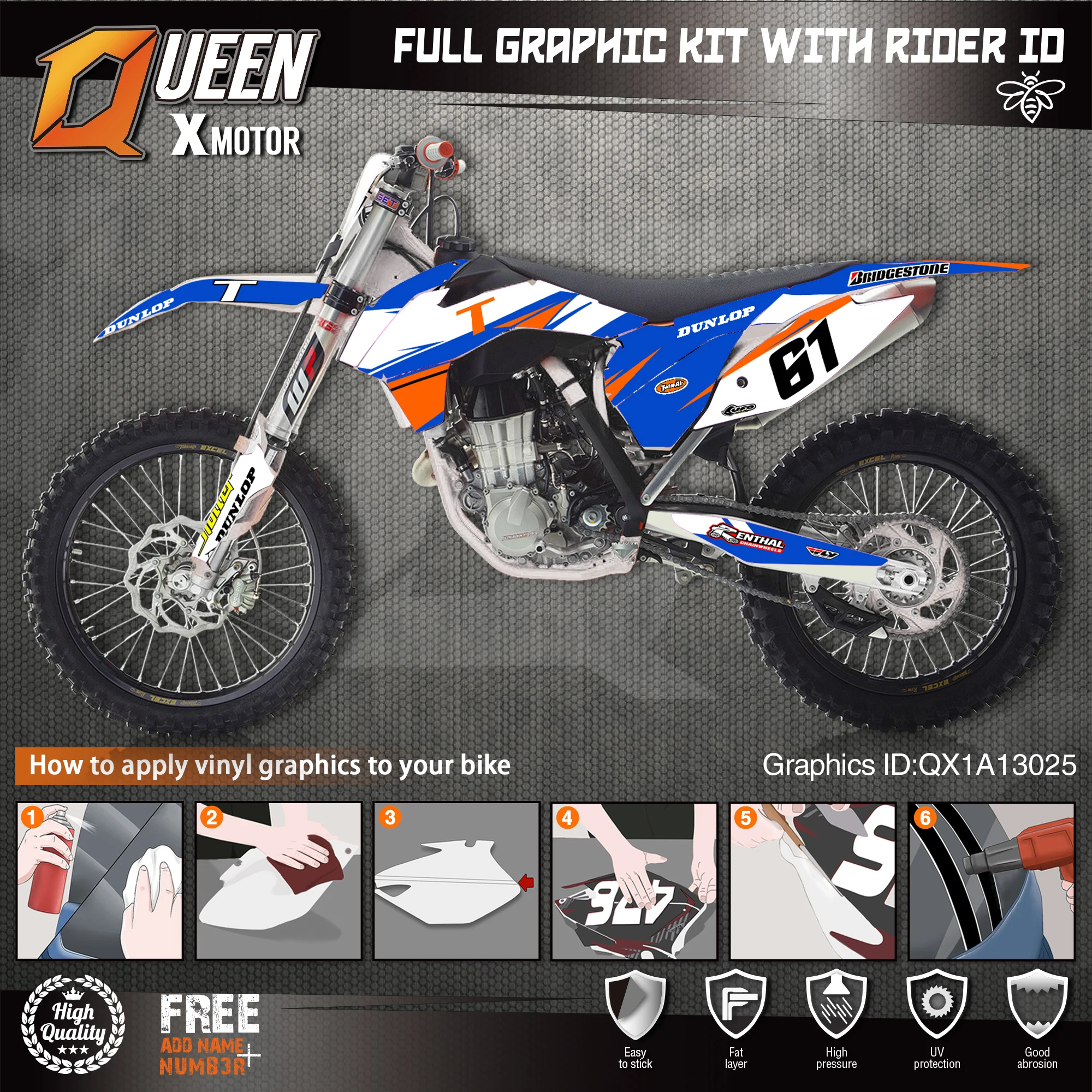 QUEEN X MOTOR Custom Team графические наклейки 3M Набор наклеек для KTM 2013 2014 2015 SX SXF 2016 EXC XC W