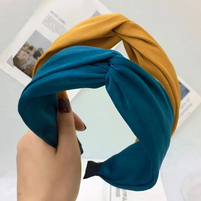 Headband For Women Solid Color Cloth Fabric Knotted Turban Hairband Headwear Girl Head Band Hair Accessories Hoop |