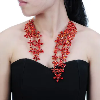 

New Fashion Jewelry Crystal Acrylic Pendant Choker Chunky Statement Bib Necklace Big Chokder Women Jewelry Party Accessories