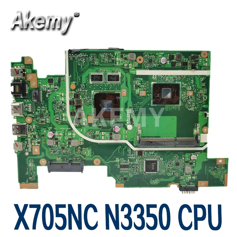Akmey для For Asus Vivobook 17 X705NC X705N N705N N705NC материнская плата ноутбука N3350 ЦП тест хороший |