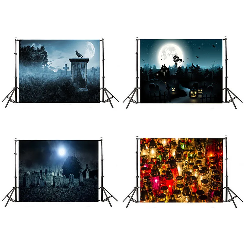 Halloween Decorations Decor Backdrop for Photography Pumpkin Castle Witch Bat Horrible Party Kids Photo Background | Электроника