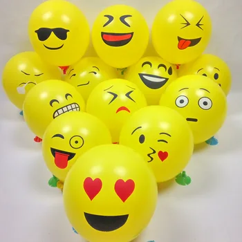 

100PCS Wholesale Smiley Balloons 12 Inch Expression Round Latex Ball Yellow Cartoon Expression Balloons Christmas Party Decorati