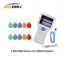 Английский Китайский 10 частоты RFID копировальный аппарат Набор ID/IC Писатель ридер Дубликатор зашифрованный репликатор программист USB NFC тег ключ карта