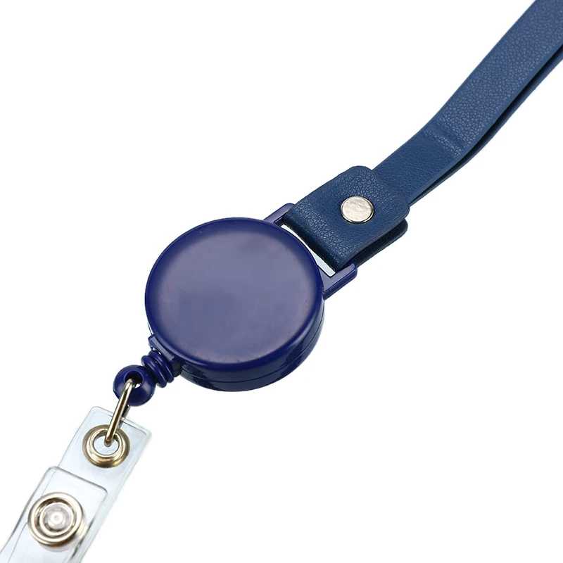 Portable Retractable Badge Lanyard Work Name Business Card Cover Women Men Bank Credit Card Holder PU Bus ID Card Pocket Wallet