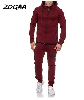 

ZOGAA 2020 new men's casual suit hooded solid color sports leisure suit male multicolor optional