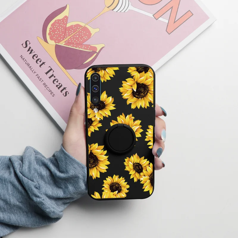 kawaii phone case samsung For Samsung Galaxy A50 A50S A30S Case Flower Magnetic Ring Holder Cover For Samsung A50 GalaxyA50 GalaxyA30S Back Cover Bumper silicone case for samsung Cases For Samsung