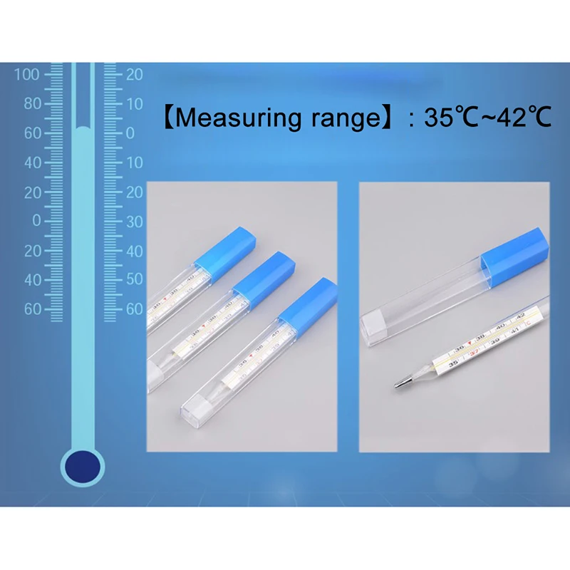 Dispositivo di misurazione della temperatura corporea da 1 pezzo Termometro a mercurio in vetro per ascella Schermo del prodotto sanitario per la casa 7 tipi