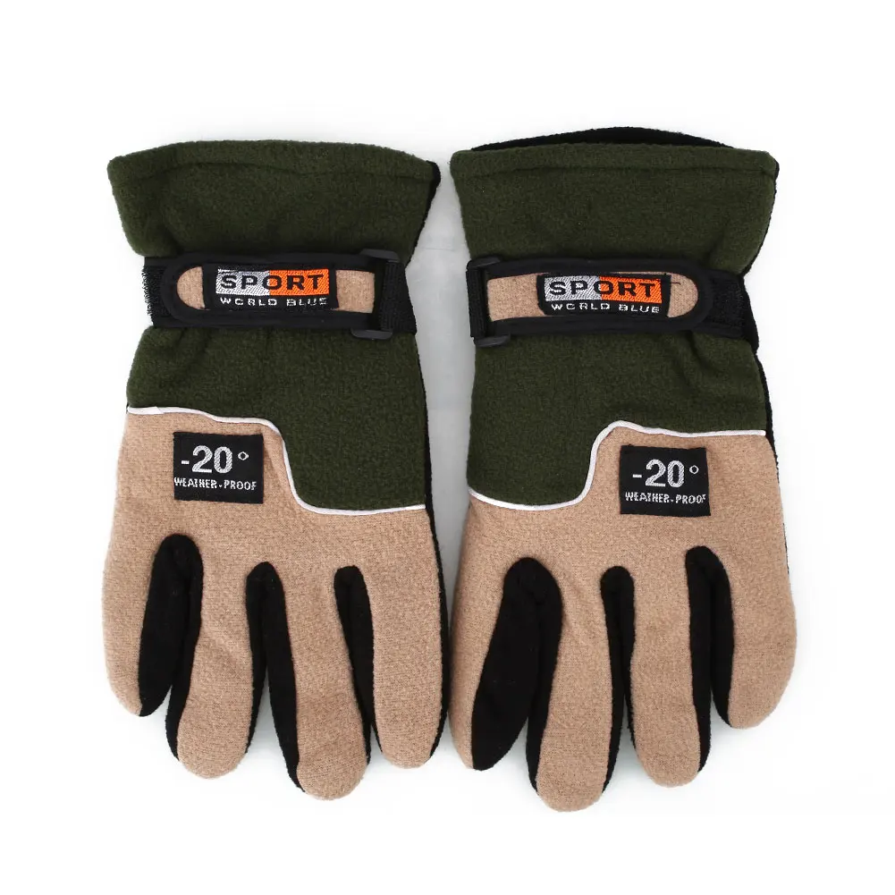 Army Green Теплый флис Термальность мотоцикл лыжи катание на сноубордах полный палец перчатки - Цвет: Army Green