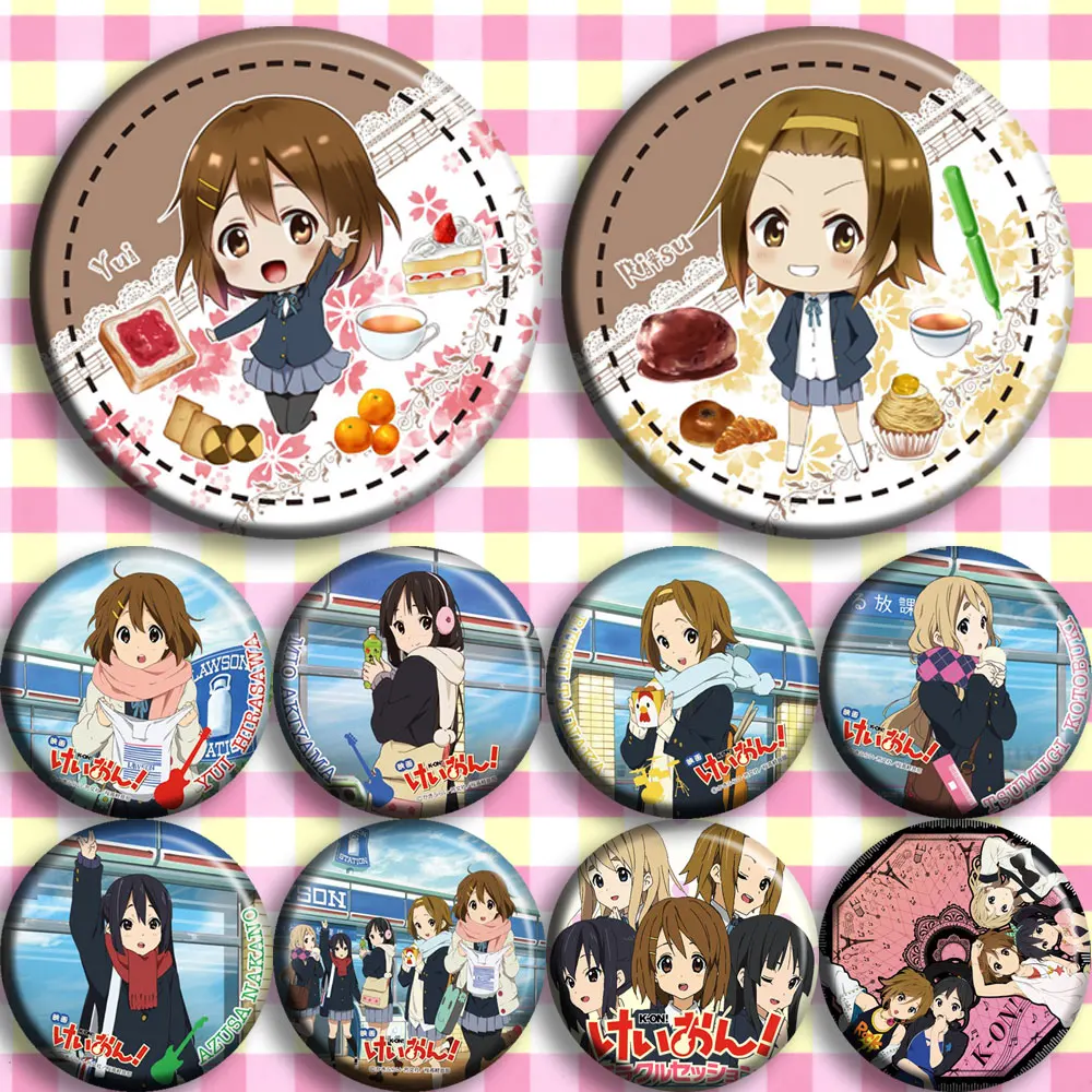 Значки 58 мм бриллианты Hirasawa Yui Akiyama Mio Kotobuki Tsumugi брошь круглые значки булавки |