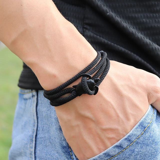 2pcs Men Leather Rope Brown & Black Surfer Wrap Bracelets