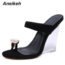 Прозрачные шлепанцы Aneikeh на танкетке из ПВХ открытые высоком