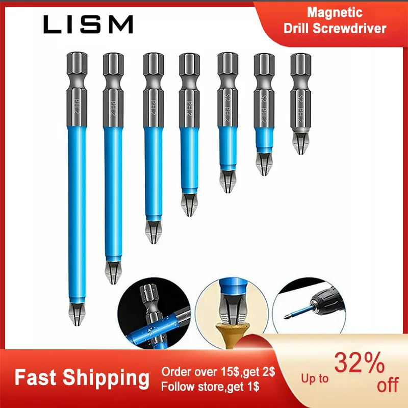 

Magnetic Drills Non-Slip Phillips Screwdriver Strong Magnetizer Hand Tools Alloy Electric Screwdriver Bit Hex Shank Hand Tools