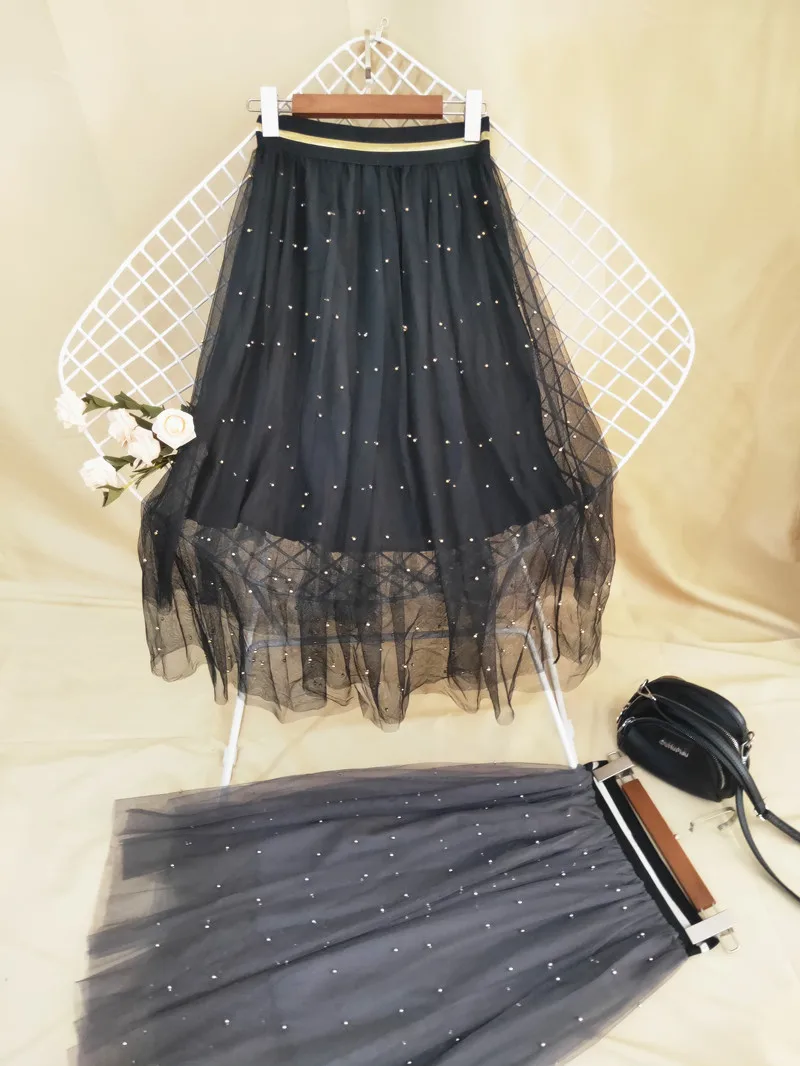 Dingzhuang юбка из чистой пряжи, длинная юбка, весна и лето, тонкие большие юбки, коричневые, золотые, серебряные