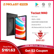 Teclast M40 Android 10 tablette 1920x1200 10.1 pouces 4G réseau 6GB RAM 128GB ROM UNISOC T618 Octa Core tablettes PC double Wifi type-c