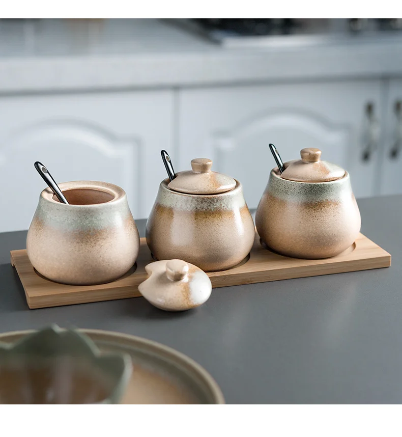Японская керамическая банка для специй кухонные принадлежности бытовой солонка контейнер для специй набор приправ кухонное приспособление для хранения