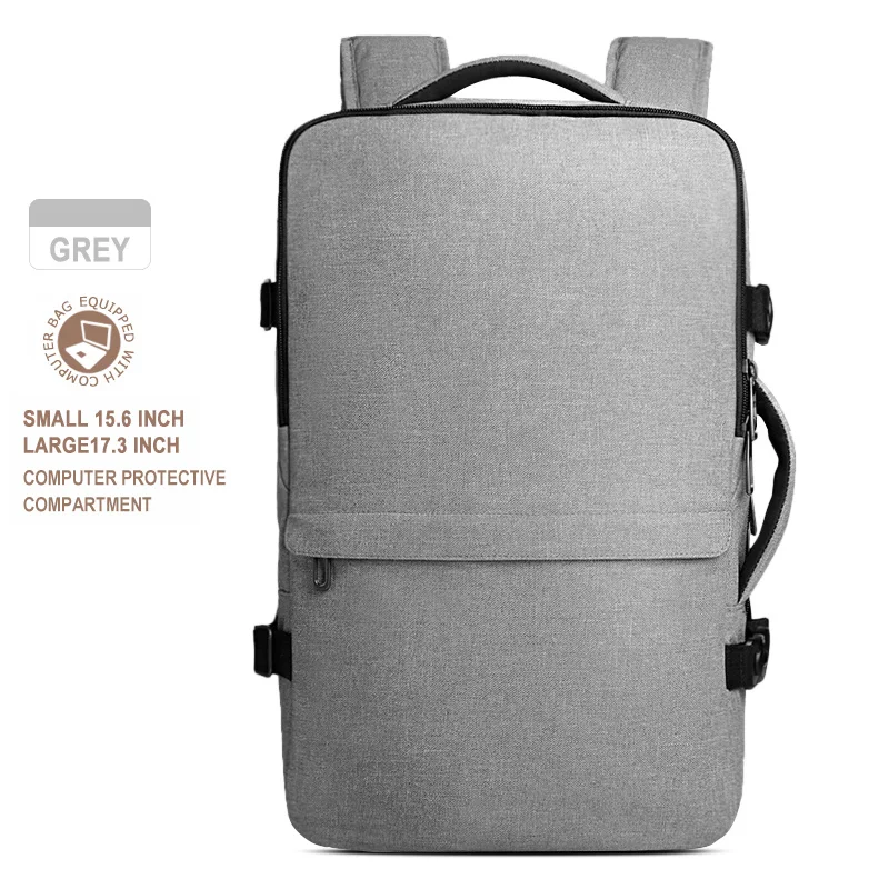 CAI Travel Backpack High Quality Capacity Side-Open Mini Suitcase Laptop bags Water Proof Minimalism Business Men School Style - Color: Gray