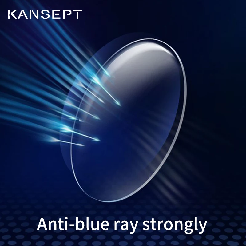 Lunettes anti-lumière bleue pour ordinateur dans un étui de protection, avec détails de la monture et des verres CR-39.