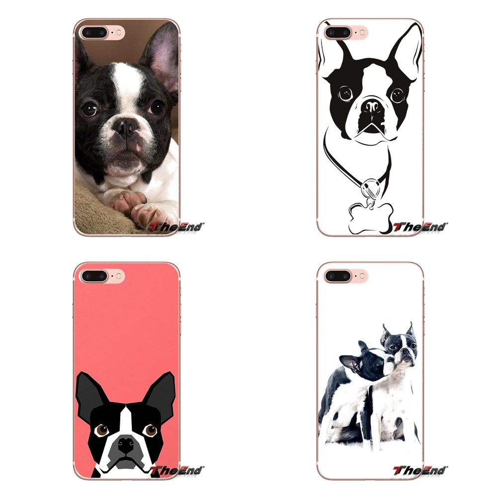 

For Apple iPhone X 4 4S 5 5S SE 5C 6 6S 7 8 Plus 6sPlus 6Plus 7plus 8plus Soft Silicone TPU Case Boston Terrier dog puppies Cute