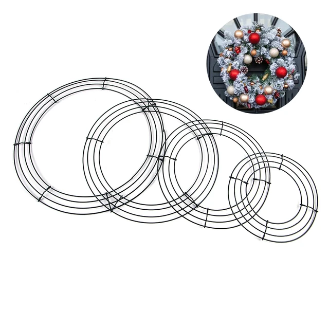 8-14inch Round Hoop DIY Christmas Decoration Wire Wreath Frame Wall Hanging  Sturdy For Wedding Metal Valentines Decorations