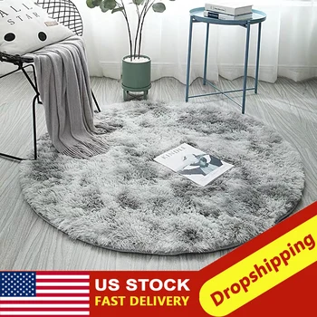

Hot Round Floor Mats Grey Carpet Tie Dyeing Plush Soft Carpets Bedroom Ins Style Carpet Rugs For Living Room Bedroom