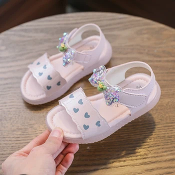 

Fashion Girls Sandals 2020 Summer Little Girl Princess Shoe Children Soft-Sole Anti-slip Flat Heels Dress Shoe for Toddler Girl
