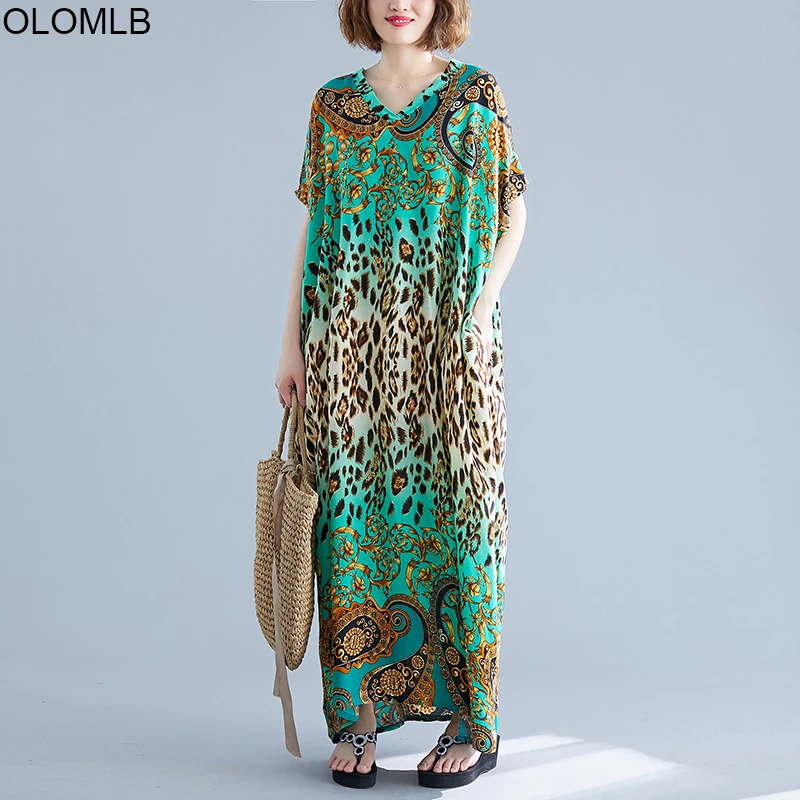 pale blue floral print batwing dress