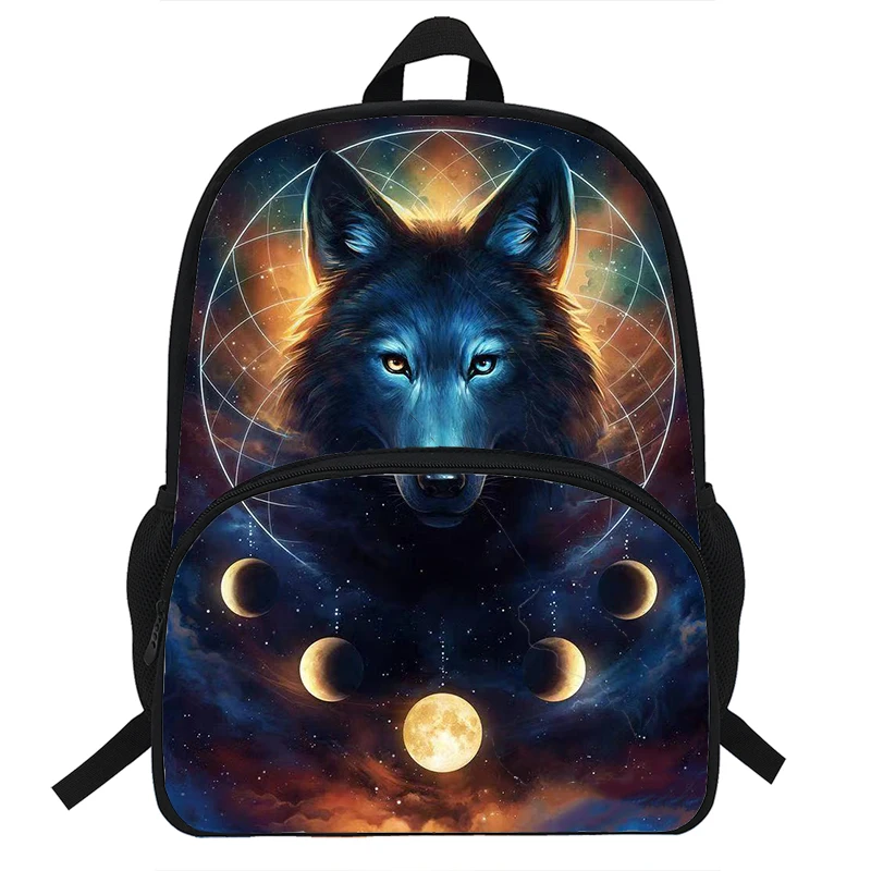 

16INCH Moon Roaring Wolf Printing Kids School Bags for Boys Girls Backpack Children Cute Schoolbag Orthopedical Satchel
