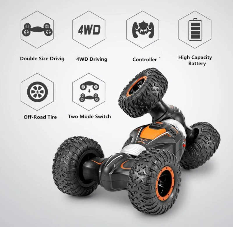 Двухсторонний флип RC Stunt Car мальчик подарок 2,4 г 4WD высокоскоростные гоночные автомобили 1:16 внедорожный автомобиль 2.4Gh трансформированный Радиоуправляемый автомобиль