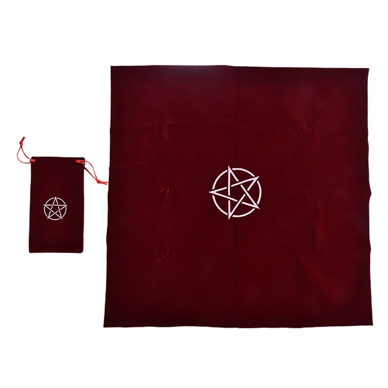 

2pcs/set Pentagram Tarot Tablecloth With Bag Velvet Altar Tarot Cloth Pentacles Mat