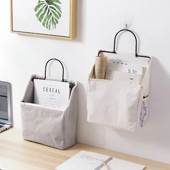 

Canvas Hanging Organizer Bed Storage Pockets Bedside Wall Hanging Storage Magazine Organizer Holder For Office Home Table Sofa