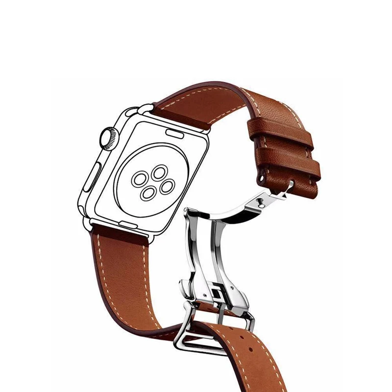 

Strap For Apple Watch band 5 4 44mm 40mm correa iwatch 3 2 42mm 38mm deployment buckle Leather bracelet apple watch accessories