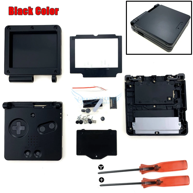 Полный Корпус Замена корпуса для nintendo Gameboy Advance SP для GBA SP чехол для игровой консоли с инструментами для ремонта - Цвет: Black