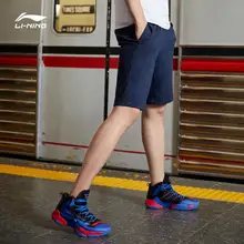 Li-Ning мужские спортивные шорты серии Wade, дышащие, 72% хлопок, 28% полиэстер, обычная посадка, спортивные шорты с подкладкой, AKSP129 CAMJ19