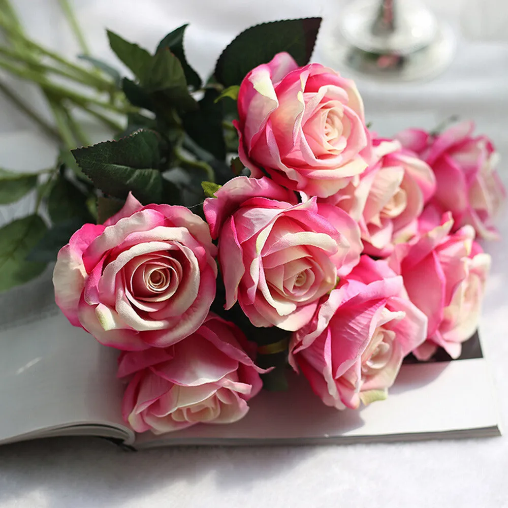 Красивые розы пионы, искусственные цветы, маленький букет Флорес, для дома, вечерние, весенние, свадебные украшения, свадебные искусственные цветы YL5